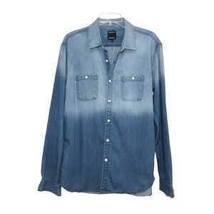GOODALE Designed In NY. City Cotton Long Sleeve Blue Gradient buttoned Shirt L